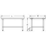 GSW Premium Work Tables, All Stainless Steel