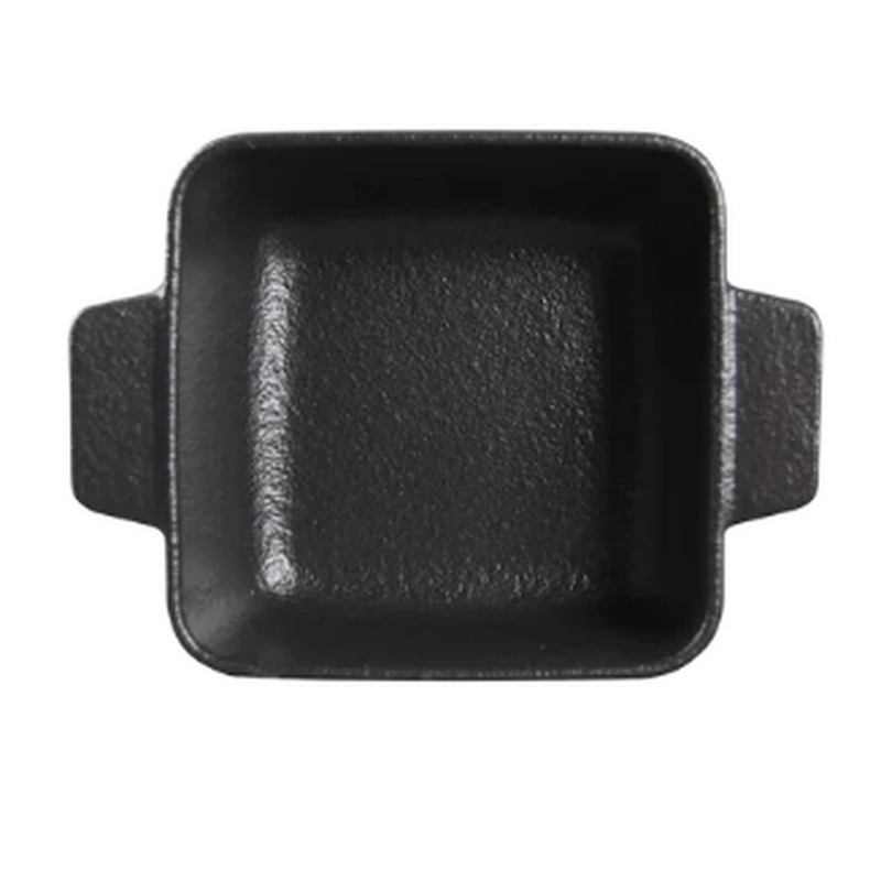 5″ Textured Black Ceramic Square Baking Dish — 12 oz — product form and finish