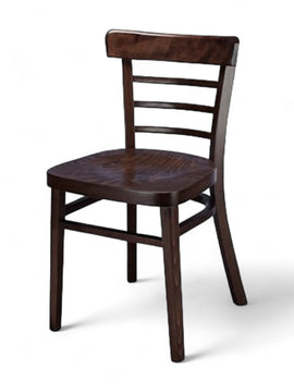 Solid Beechwood Ladder-Back Restaurant Chair with Veneer Seat – Dark Walnut