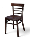 Solid Beechwood Ladder-Back Restaurant Chair with Veneer Seat – Dark Walnut