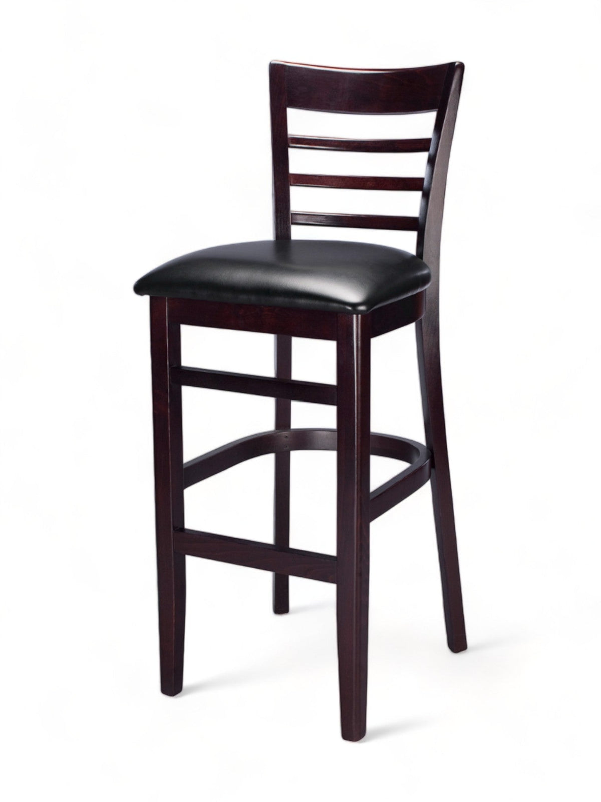 Espresso Solid Wood Ladder-Back Restaurant Barstool with Black Padded Seat – Espresso