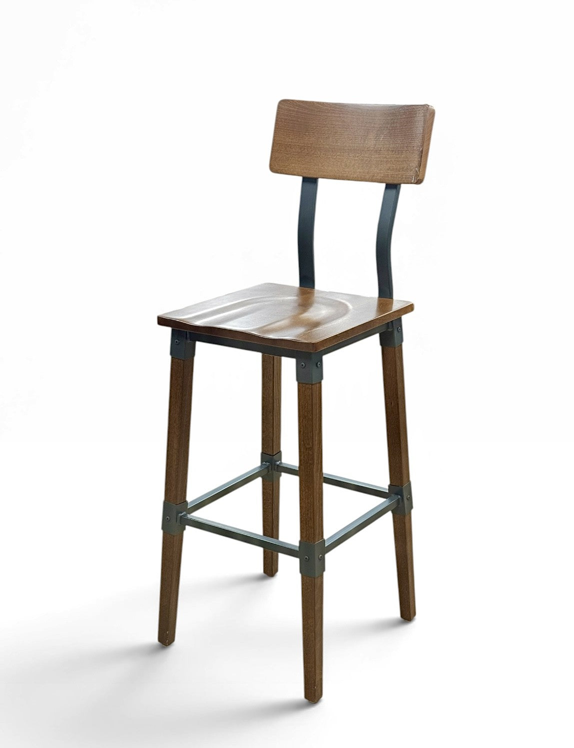 Light Walnut Beechwood Seat and Back Restaurant Barstool