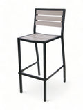Stackable All-Aluminum Slat Patio Barstool – Black Frame / Gray Brown