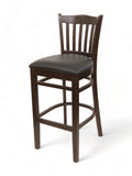 Solid Wood Restaurant Barstool with Black Padded Seat – Dark Walnut