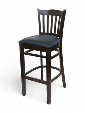 Solid Wood Restaurant Barstool with Black Padded Seat – Espresso