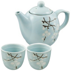 SKY BLUE TEA SET W/STRAINER 20fl.oz.1:2