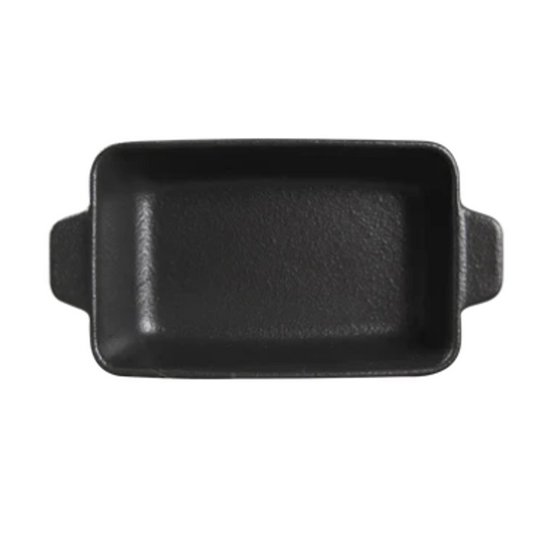8″ × 4¼″ Textured Black Ceramic Rectangular Baking Dish — 12 oz — product form and finish