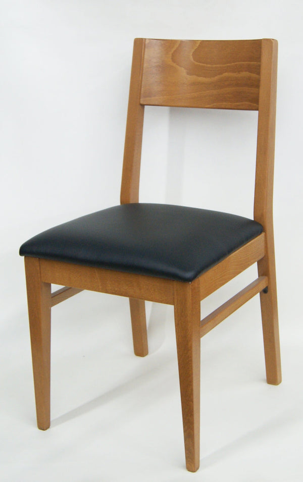 Rustic Oak Finish Beechwood Restaurant Chair with Black Padded Seat