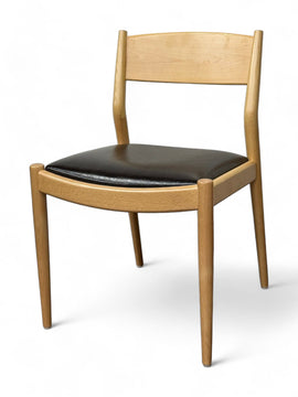 Solid Beechwood Restaurant Chair with Dark Brown Padded Seat – Natural