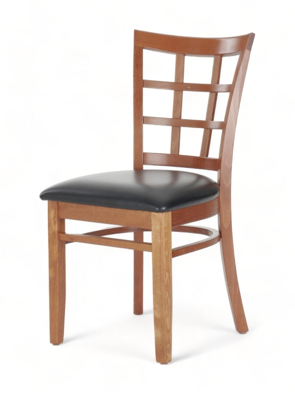 Select Cherry Finish Solid Beechwood Grid-Back Restaurant Chair