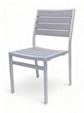 Gray Synthetic Slat Stackable Patio Chair – Silver / Gray