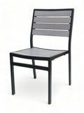 Gray Synthetic Slat Stackable Patio Chair – Black / Gray