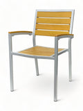 Stackable All-Aluminum Slat Patio Armchair – Silver Frame / Teak