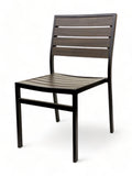 Stackable All-Aluminum Slat Patio Side Chair – Black Frame / Espresso