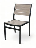 Stackable All-Aluminum Slat Patio Side Chair – Black Frame / Gray Brown