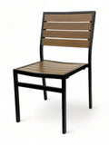 Stackable All-Aluminum Slat Patio Side Chair – Black Frame / Pecan