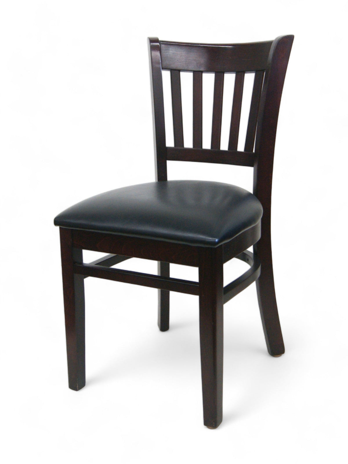 Espresso Solid Beechwood Slat-Back Restaurant Chair with Black Padded Seat – Espresso
