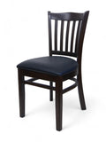 Solid Beechwood Slat-Back Restaurant Chair with Black Padded Seat – Espresso
