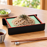 600-S soba tray and mat in a noodle serving setting