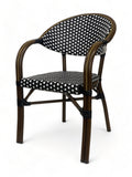 Black and White Wicker Aluminum Patio Armchair