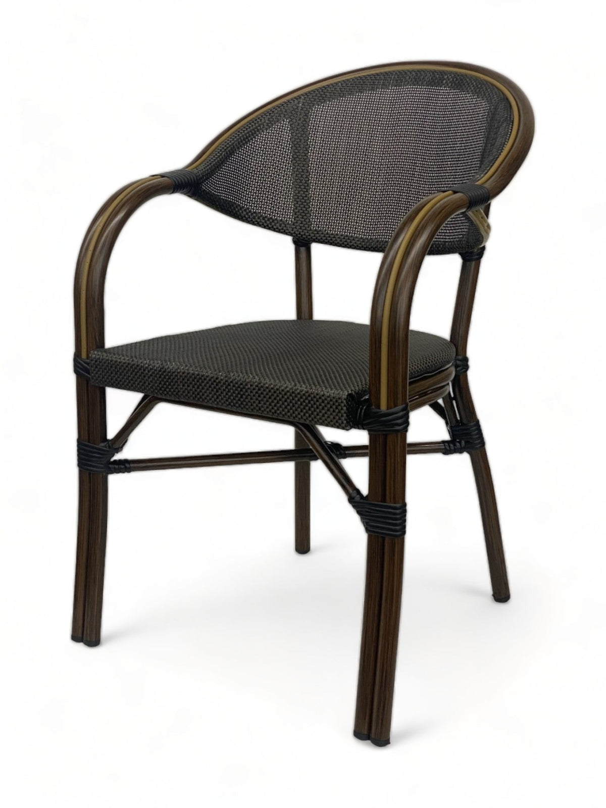 Dark Brown Textilene Aluminum Patio Armchair