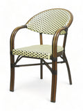 Beige and Black Wicker Aluminum Patio Armchair