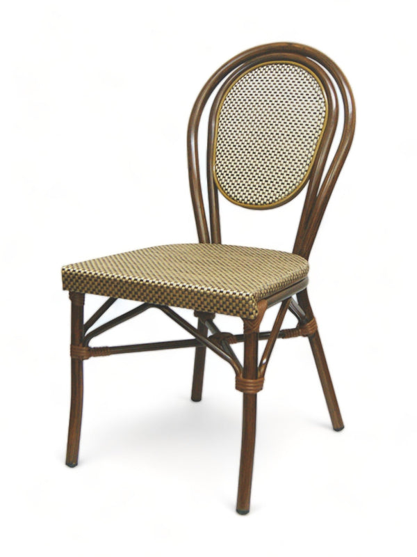 Light Brown Textilene Aluminum Patio Side Chair