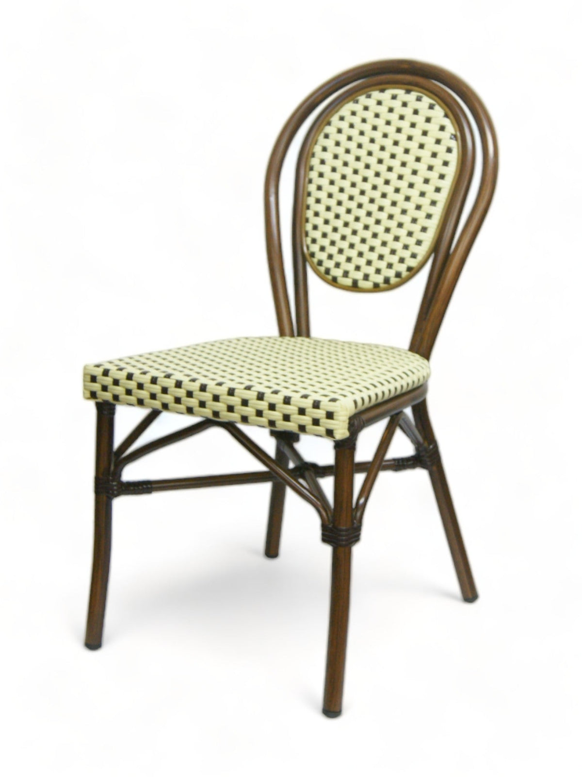 Beige and Black Wicker Aluminum Patio Side Chair