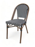 Stackable Aluminum Patio Side Chair – Black and White Wicker