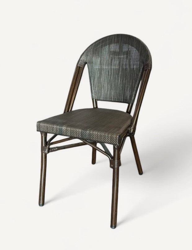 Stackable Aluminum Patio Side Chair – Dark Brown Textilene