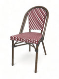 Stackable Aluminum Patio Side Chair – Red and White Wicker