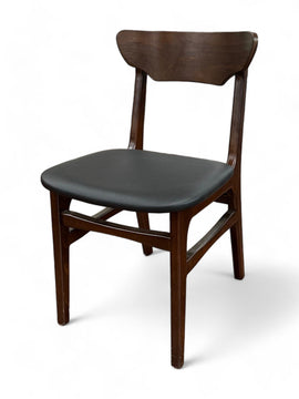 Solid Beechwood Restaurant Chair with Black Padded Seat – Dark Walnut