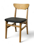 Solid Beechwood Restaurant Chair with Black Padded Seat – Natural