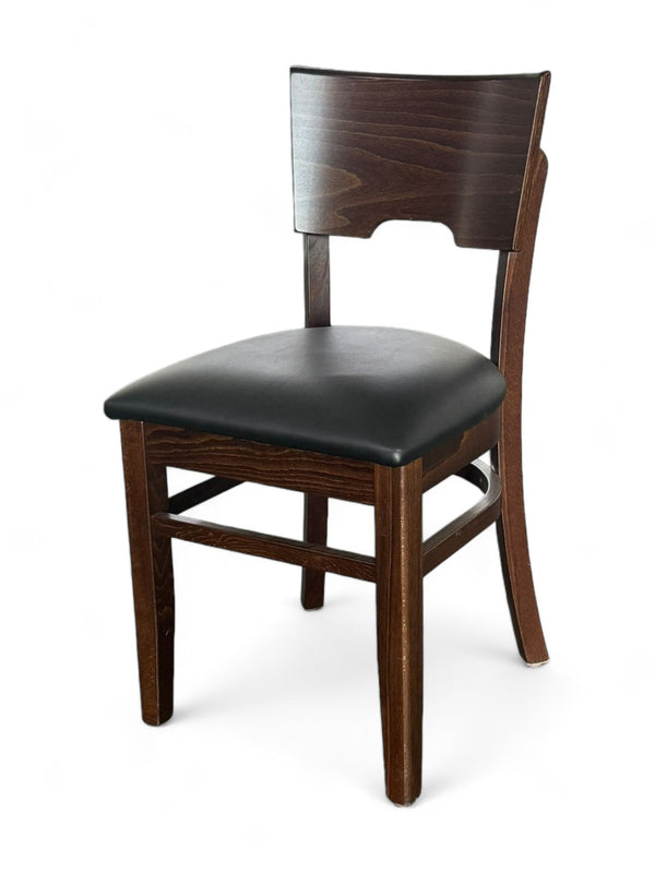 Walnut Solid Beechwood Restaurant Chair with Black Padded Seat