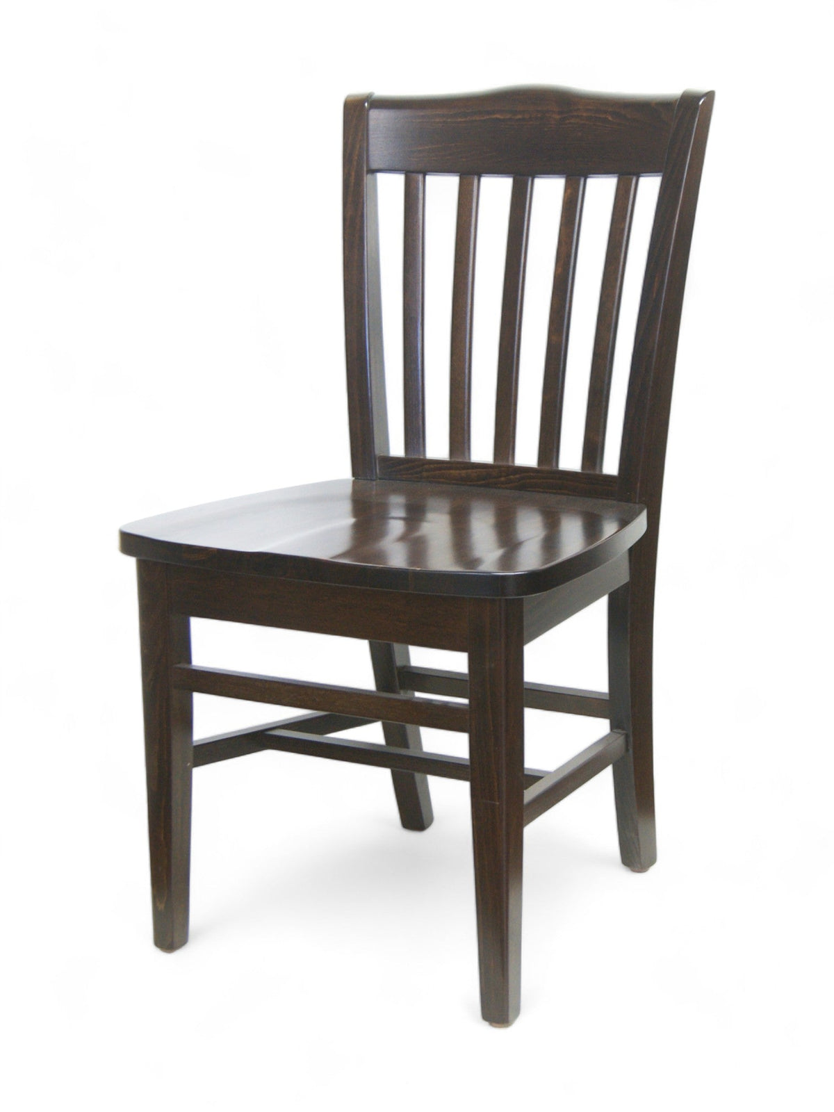 Walnut Solid Beechwood Slat-Back Restaurant Chair with Wood Seat – Dark Walnut
