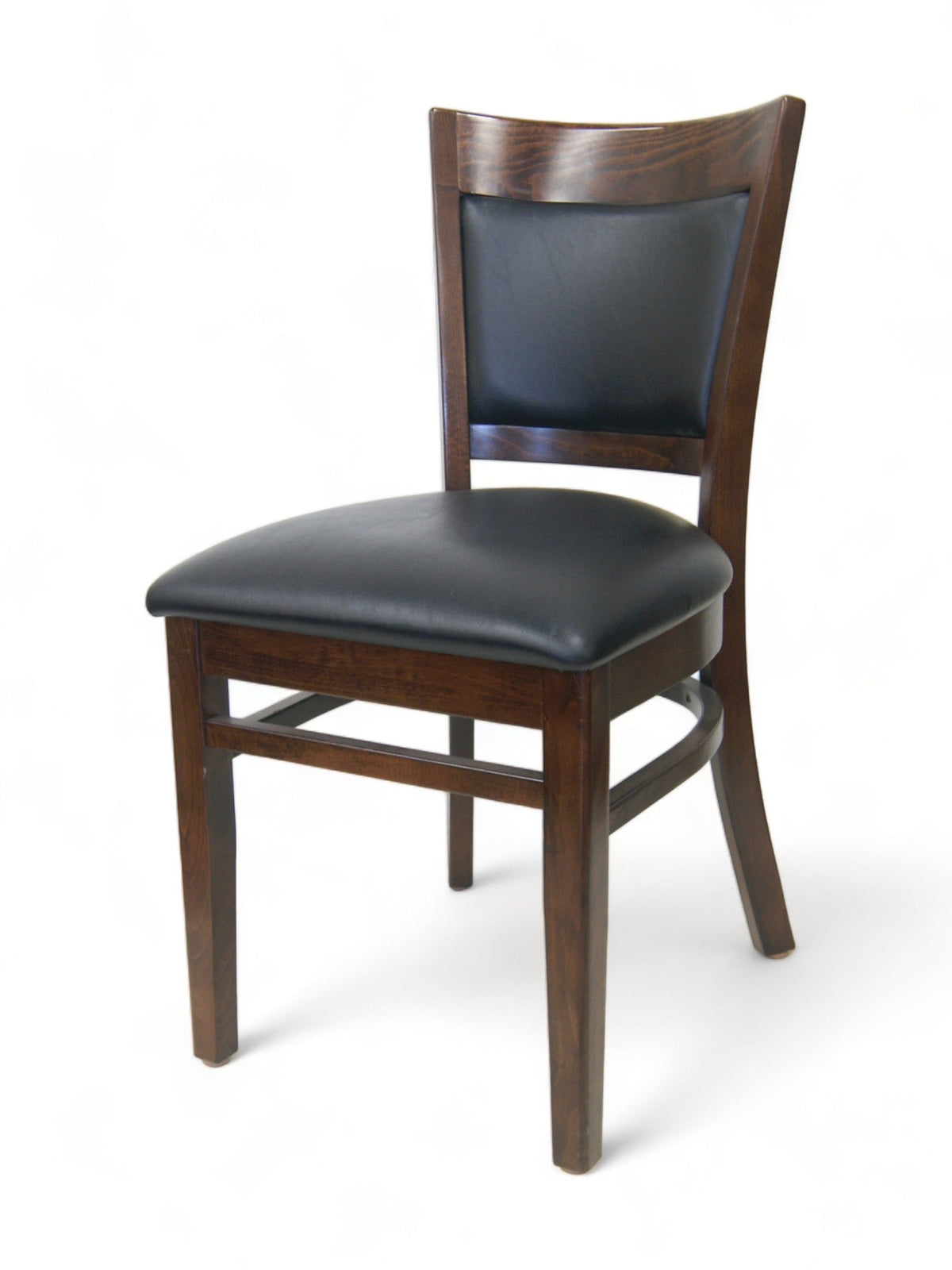 Walnut Solid Beechwood Restaurant Chair with Black Padded Seat and Back – Dark Walnut