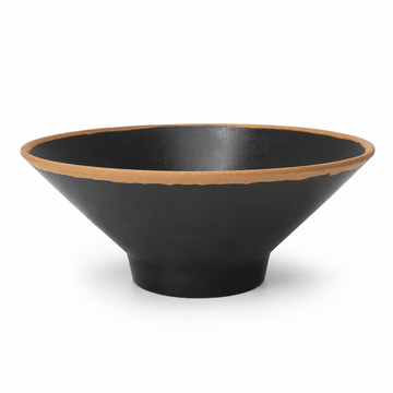 Melamine Noodle Bowl 8"D Black with Orange Rim