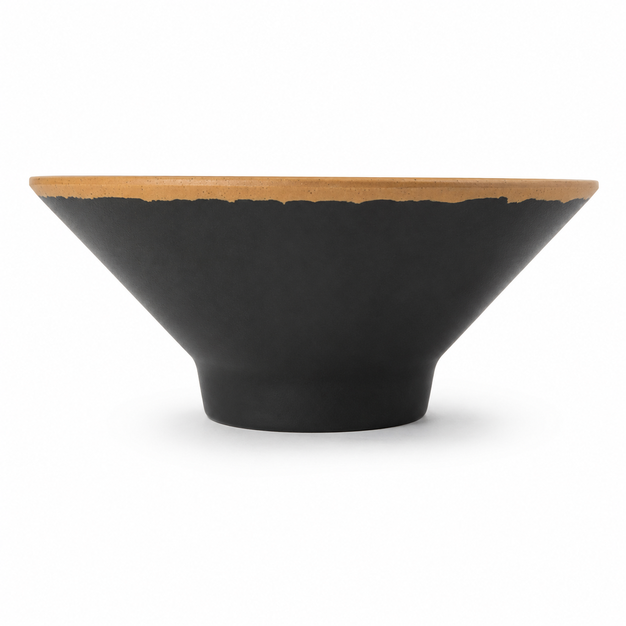 Melamine Noodle Bowl 8"D Black with Orange Rim