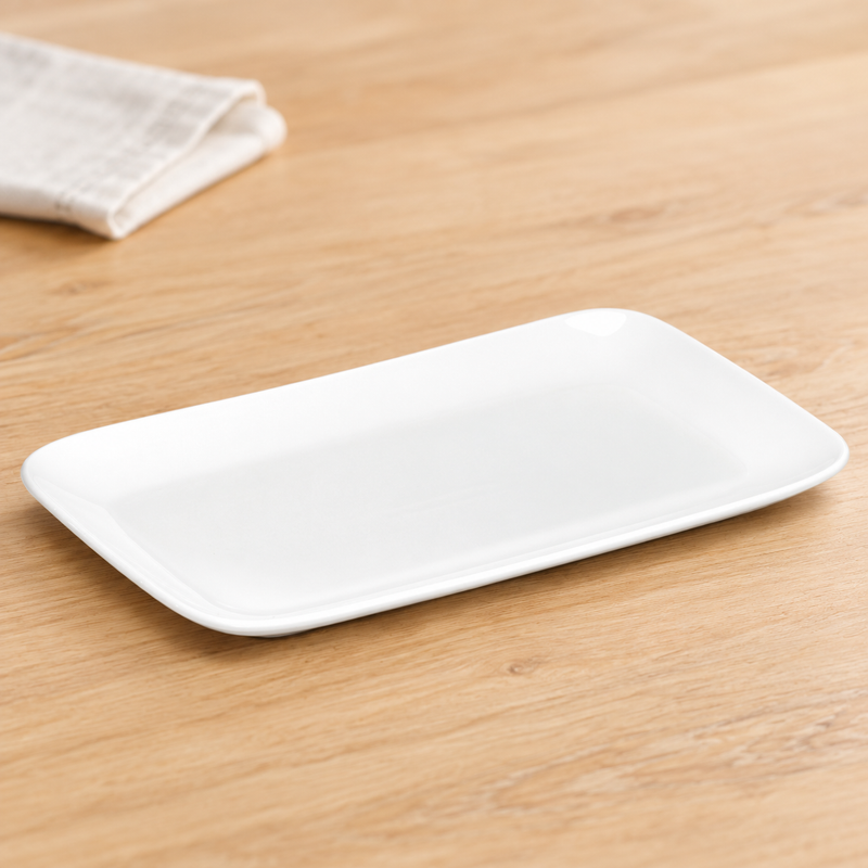 13¾″ × 7½″ White Porcelain Rectangular Plate — Coordinate a White Table