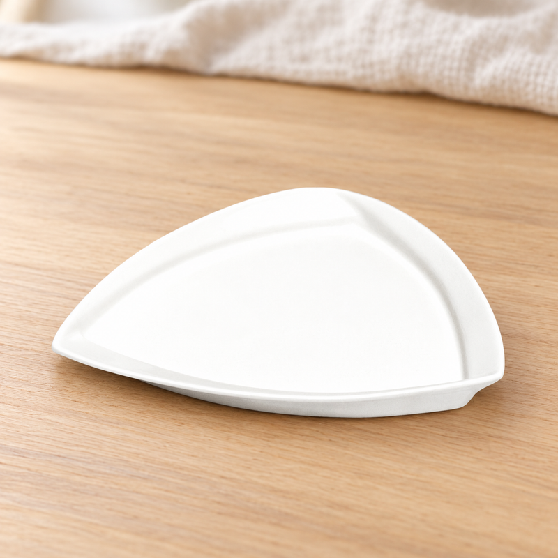 7″ White Porcelain Triangular Plate — A Coordinated Triangular Service