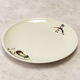 AE811-E beige eggplant-pattern plate in a neutral tabletop setting