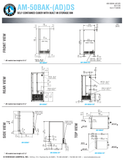 Hoshizaki AM-50BAK series official dimensions and utilities for stainless-door and custom-panel configurations, including ADA-height notes