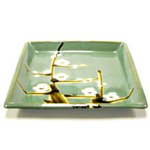 Ceramic Rectangular Platter, Plum Blossom 12-1/4"