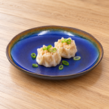 AS265-SP sapphire blue ceramic plate with two steamed dumplings