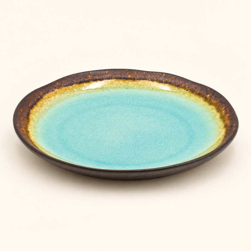6.85 in Turquoise Ceramic Round Plate — AS265-TQ