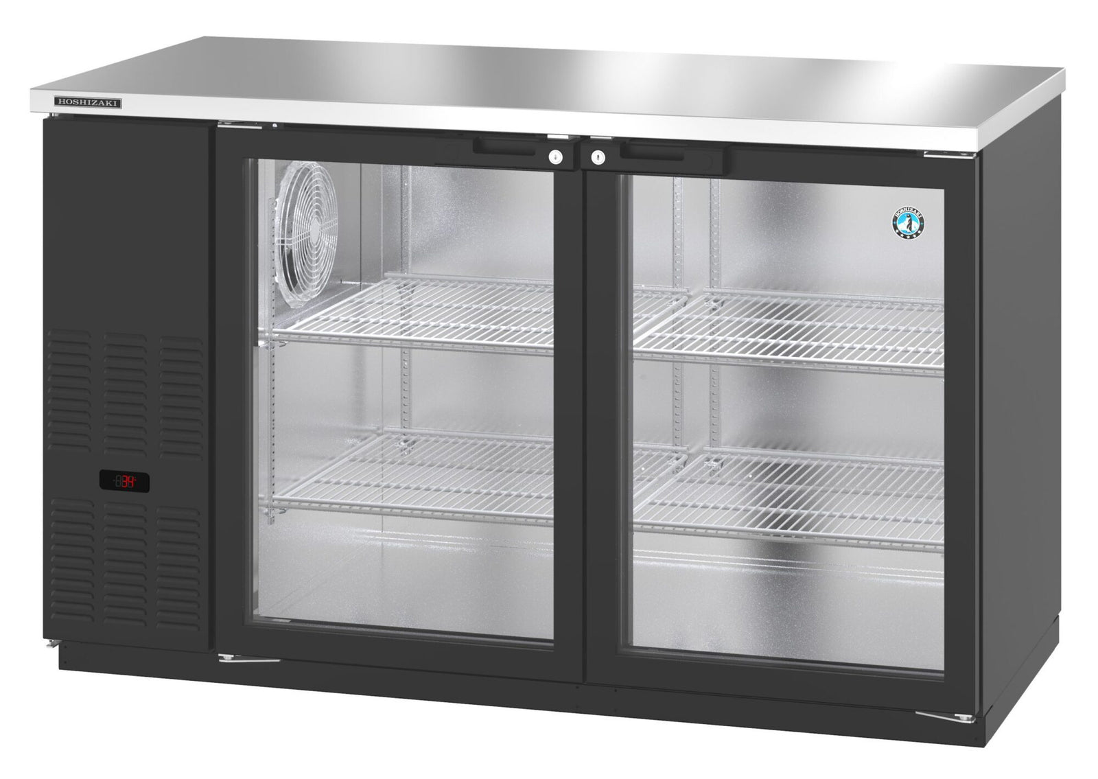 Hoshizaki BB59-G 59.5" Black Vinyl Glass Door Back Bar Refrigerator