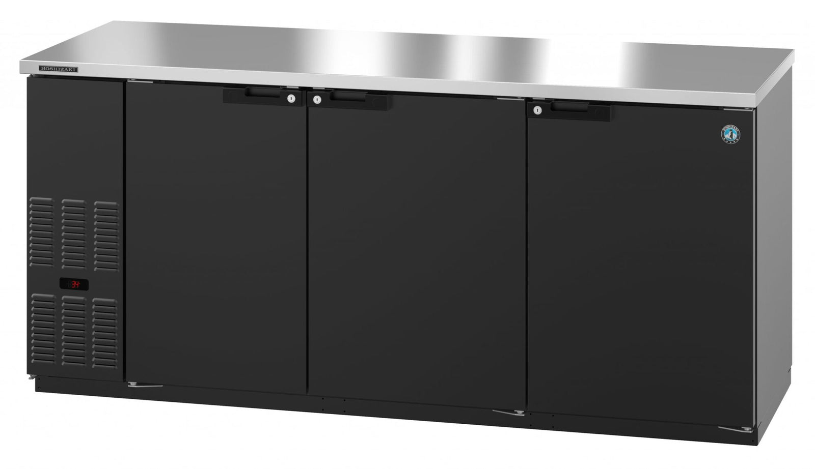 Hoshizaki BB80 80" Black Vinyl Solid Door Back Bar Refrigerator