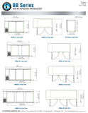 Hoshizaki BB solid-door original complete manufacturer dimension page, showing separately labeled 59/69/80/95-width layouts and common side view; overall 29-inch depth versus 28-inch plan body dimension