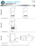 Hoshizaki C-80BAK series official dimensions and utilities for stainless-door and custom-panel configurations, including ADA-height notes