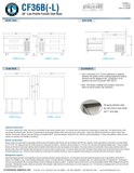 Hoshizaki CF36B and CF36B-L original complete manufacturer dimension page with separately labeled right/left condenser layouts; 26-inch work surface versus 27-inch overall height and body versus bumper dimensions